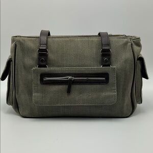 Bath & Body Works Tweed Herringbone Tote Carry On Bag  Gray Black Zipper Travel